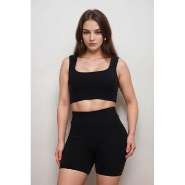 Imagem de Top Canelado Premium Fitness - The Style Box, G, Preto