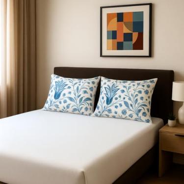 Imagem de Jogo de Lençol Teka Diamante 3 Peças Casal 100% Algodão 150 Fios (Branco Fronha Floral)