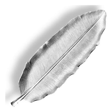 Imagem de Bandeja Formato Folha Grande Decoração Elegante de Luxo Mesa Cozinha em Resina Poliéster Centro de Mesa (Prata)