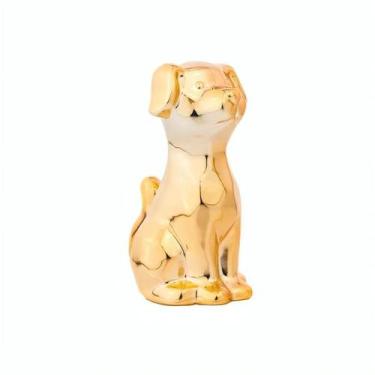 Imagem de Enfeite Cerâmica Metalizado Cachorro Grande para Decoração - Embaleve 