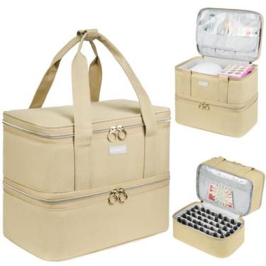 Imagem de Bolsa organizadora de esmaltes LEFORZ Cáqui de dupla camada