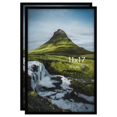 Imagem de Molduras para fotos THCASITO 11x17cm pretas, conjunto de 2 para decora