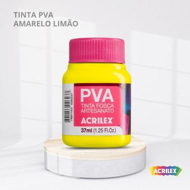 Imagem de Tinta pva fosca para artesanato com 37ml cor amarelo limao - ACRILEX