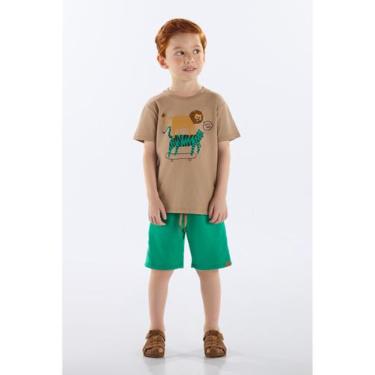 Imagem de Conjunto Camiseta e Bermuda Infantil Up Baby, Bege, 2