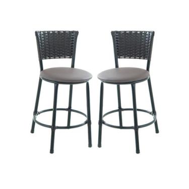 Imagem de Kit 2 banquetas banco baixo cozinha bares balcão - ESPAÇO JUNCO, MARRO