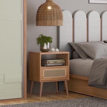 Imagem de Mesa de Cabeceira 1 Gaveta Tela Natural TW48 Freijó Dalla Costa