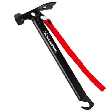 Imagem de XINCAMPING Martelo de barraca de alumínio resistente de 30 cm com abridor, martelo de estacas de barraca para acampamento, caminhada, bricolage, festa, preto