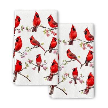 Imagem de Pintukee Conjunto de 2 toalhas de cozinha vermelhas Cardinal Bird Toalhas de chá absorventes panos de prato para secagem à mão pano de cozimento para cozinha, decoração de férias, presentes para