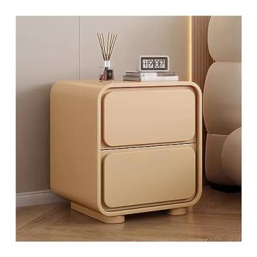 Imagem de Mesa de cabeceira de cor sólida coelho fofo sem instalação mesa de cabeceira minimalista de madeira maciça grande capacidade gaveta dupla armazenamento móveis cabeceira mesa de cabeceira (cor: amarelo