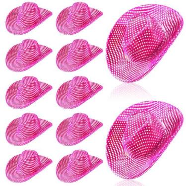 Imagem de Mini chapéu de cowboy Sotiff Disco Light Up Holográfico, 12 unidades