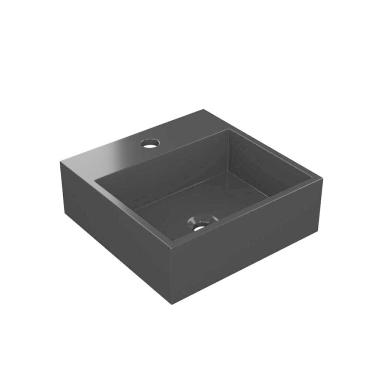 Imagem de Cuba De Apoio Banheiro Topazio Pedra 35x35cm Preto Fosco