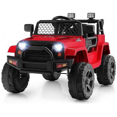 Imagem de Carro Elétrico Infantil a Bateria 12V com Luzes LED, Buzina. MP3 e Suspensão de Mola, HONEY JOY, Vermelho