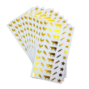 Imagem de 10 folhas - adesivos de refeição de 500 quantidades - etiquetas de escolha de comida de casamento para cartões de lugar, com opções de frango, peixe, carne bovina (ouro)