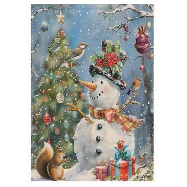 Imagem de Bandeira de jardim de árvore de natal com flocos de neve e flocos de neve de dois lados, casa de 71 x 101 cm, Papai Noel de Natal, Ano Novo, bandeiras de jardim sazonais, banner divertido para decoraç