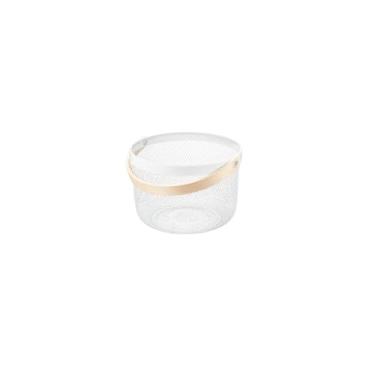 Imagem de Cesto de Metal Redondo com Alça de Madeira