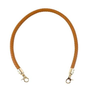 Imagem de Alça de ombro 30/40/60 cm alça de bolsa colorida substitui alça de ombro de couro moda bolsa de mão tecida corrente PU fivela de metal alças acessórios alça de bolsas (amarelo, 60 cm)