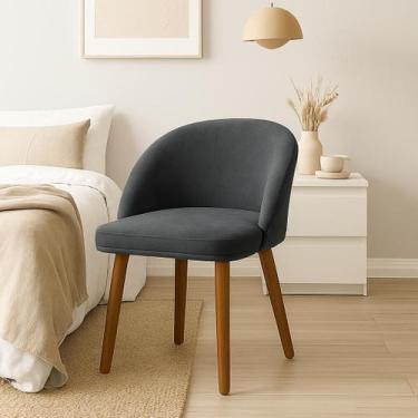 Imagem de Cadeira Lua Slim Decorativa Tecido Veludo Pés Palito - Pétala, CINZA E