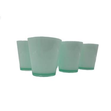 Imagem de 4 Copos Bicolores Cozinha Suco Conjunto de Copos Verde com Branco - De
