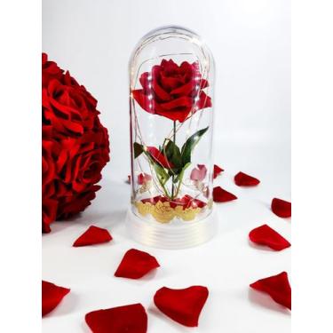 Imagem de Luminária A Rosa Encantada C/ Tribais Dourados Presente dia das mães -