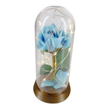 Imagem de Luminária Cúpula A Bela E A Fera Rosa Encantada Aveludada - Amor Lindo