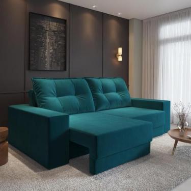 Imagem de Sofá Luca 4 Lugares Suede 230cm - CIALAR MÓVEIS, Petróleo