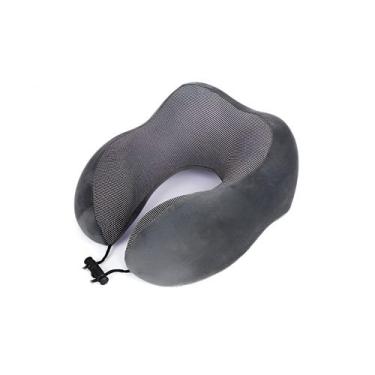 Imagem de Almofada Travesseiro Pescoçoviagem Fecho Ajustável Cor:cinza F102 - GX