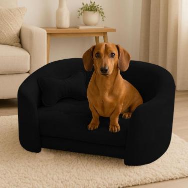 Imagem de Poltrona Cama Pet Luxo Mell Veludo Premium Para Cães E Gatos Preto