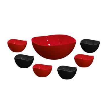 Imagem de Jogo de Sobremesa Vermelho Preto Tigela Bowl Saladeira 7un