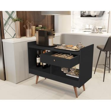Imagem de Aparador Buffet Retrô Pés Palito e divisor de ambientes Chatô JB 4064 cor Preto - Comprar Moveis Em Casa