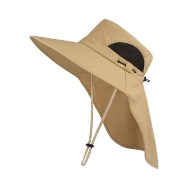 Imagem de Chapéu Boné Pescador Australiano Respirável Ajustável Upf50+ Pesca Trilha Camping Bege