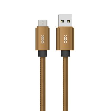 Imagem de Cabo Micro Usb Em Couro Oex Cc300 - 1M - Caramelo