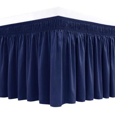 Imagem de Saia de cama Biscaynebay Wrap Around Twin & Twin XL Navy 15 cm Drop