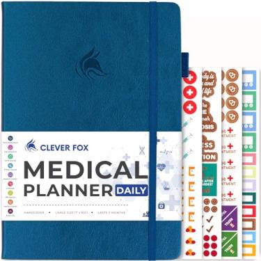 Imagem de Clever Fox Agenda médica diária – Caderno médico, diário de saúde, diário de bem-estar e diário de registro para acompanhar a saúde – Diário médico de autocuidado – 3 meses, sem data, 17 x 26 cm, capa dura (azul místico)