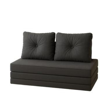 Imagem de Puff triplo dobrável 3 em 1 sofá cama e colchonete uso versátil fácil de mover e de armazenar