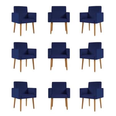 Imagem de Kit 09 Cadeiras Poltronas Decorativa - Escritório - Recepção Cor:azul Marinho