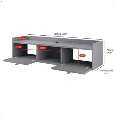 Imagem de Rack Bancada com pés 1.20 e 0.90 com 2 Portas Moderno Parede TV Até 50Pol 51x27x120cm(0.90 cinza)
