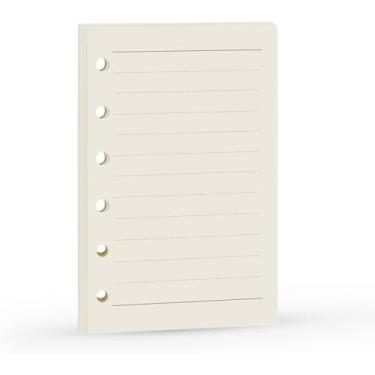 Imagem de Refil A7 para caderno de folhas soltas A7 Agenda Refil de papel pautado para 6 anéis, fichário espiral, encartes pessoais, 6 furos/100 gsm, tamanho de bolso 14 x 8 cm