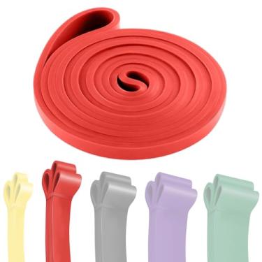 Imagem de Bandas de resistência, faixas longas de apertar, faixas de anel de alongamento para treinamento de força, pilates, exercícios de musculação assistidos, exercícios de musculação, 15 a 35 Ibs vermelho