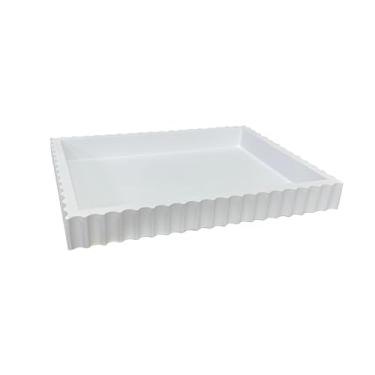 Imagem de Dwellington Bandeja decorativa de madeira para mesa de centro, bandeja de servir branca de 45 x 13 cm para mesa de destaque, mesa de console (branca)