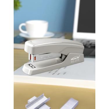 Imagem de Grampeador, mesa, grampeadores duráveis portáteis de escritório, material de escritório, capacidade para 20 folhas, antiderrapante (cinza)