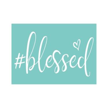 Imagem de Estêncil de tela de seda Blessed, estêncil de malha autoadesivo reutilizável, estêncil de serigrafia, para pintura em madeira/tecido/canecas/prato/copo/roupas/travesseiros, decoração faça você mesmo