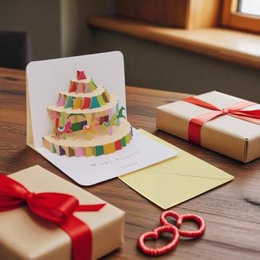 Imagem de 1 peça de papel com design de carrossel de cartão de felicitações cores sortidas 15 x 15 x 1 cm