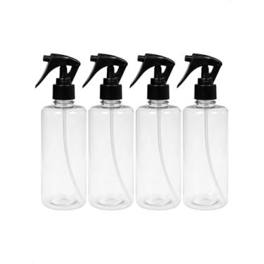 Imagem de Kit 4 Frasco Cilindrico Borrifador Preto Mini Trigger Pulverizador com Válvula Multiuso 300ml