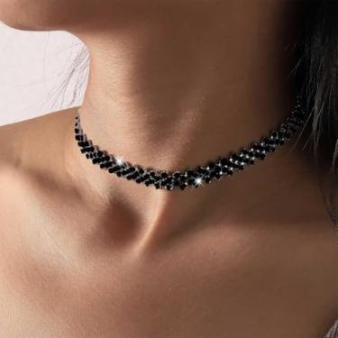 Imagem de Colar gargantilha de pérolas de strass para casamento, corrente de pingente de fileira de cristal brilhante, colares minimalistas, joias de festa de formatura, acessórios para mulheres, amizade