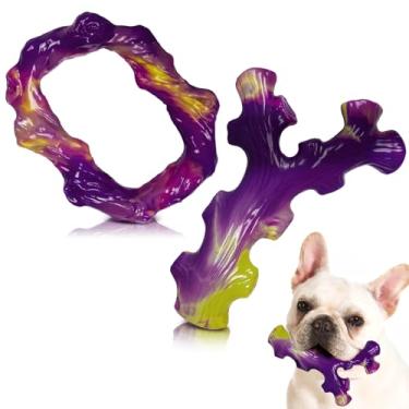 Imagem de Brinquedos resistentes para cães mastigáveis agressivos, brinquedos indestrutíveis, brinquedos para mastigar cães, pacote com 2, brinquedo indestrutível para cães grandes, sabor de bacon, mantém os