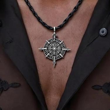 Imagem de 1 peça de acessórios masculinos modernos, colares masculinos inspirados na mitologia nórdica, perfeitos para uso diário e casual