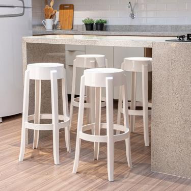 Imagem de Conjunto de Banquetas de Pástico Shine Branca