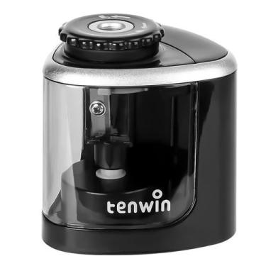 Imagem de Apontador Eletrico Preto Portatil Comum Furo Para Lapis - TENWIN