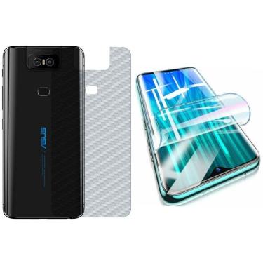 Imagem de Película Hidrogel + Adesivo Fibra De Carbono Para Asus Zenfone 6 Zs630kl - Transparente