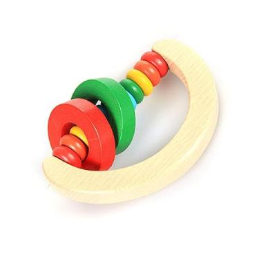 Imagem de Generic Chocalho do Abanador da Garra, Brinquedo do Chocalho bebê Madeira Maciça Atrair a Atenção Forma Bonito para a Educação Precoce para Infantil (Meia Rodada)